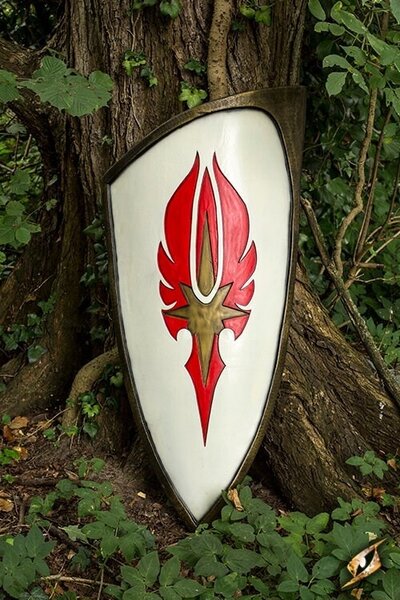 LARP red-white elven shield, 120 x 55 cm