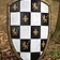 Epic Armoury LARP Checkered Shield white/black/gold