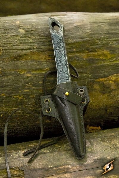 LARP cutthroat knife with holder, black