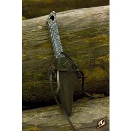 LARP cutthroat knife with holder, black