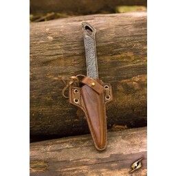 LARP cutthroat knife with holder, brown