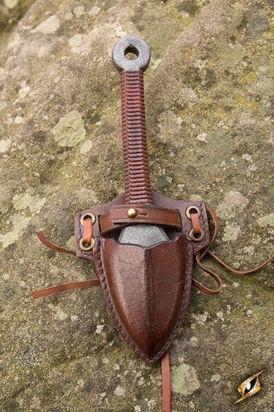 LARP kunai knife with holder, brown