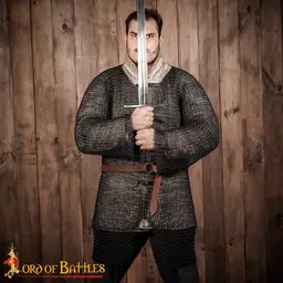 Chainmail hauberk, black, butted round rings