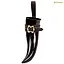 Viking drinking horn with luxurious drinking horn holder