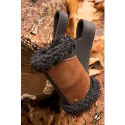 LARP sword holder with fur, black-brown