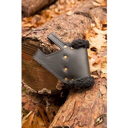 LARP sword holder with fur, black-brown