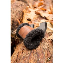 LARP sword holder with fur, black-brown