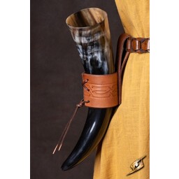 Leather drinking horn holder Edda, brown