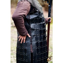 Leather brigandine long, black