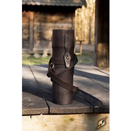 Leather scroll or bottle holder, black