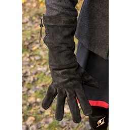 Leather fighting gloves suede, black