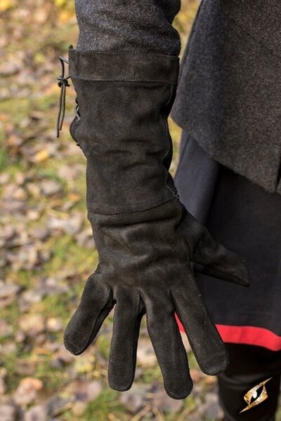 Leather fighting gloves suede, black