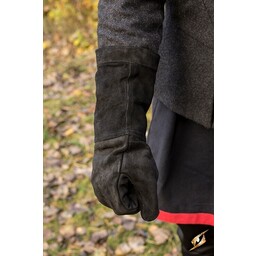 Leather fighting gloves suede, black