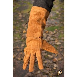 Leather fighting gloves suede, brown