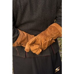 Leather fighting gloves suede, brown