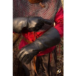 Leather medieval gloves, black