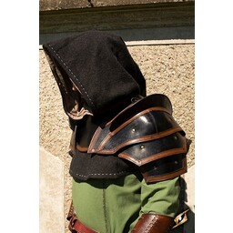 Leather shoulder & neck armour, brown-black