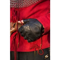 Leather fingerless gloves, black