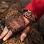 Leather fingerless gloves, brown