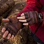 Leather fingerless gloves, brown