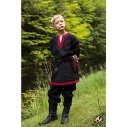 Medieval long-sleeved tunic black-red