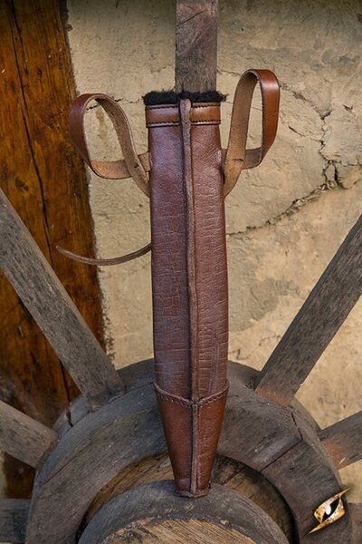 LARP dagger scabbard, small, right-hand, brown