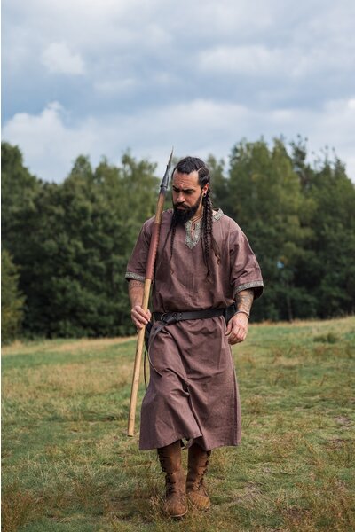 Celtic tunic, short sleeves, chestnut brown