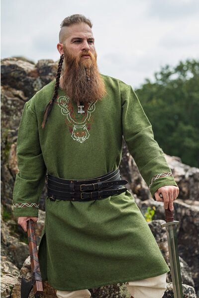 Viking tunic wolf Fenrir, green