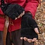 Suede leather fingerless gloves, black