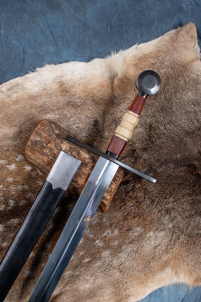 Medieval sword two-handed with scabbard