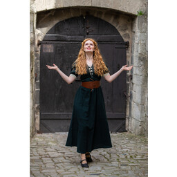 Medieval summer dress Denise, green-naturel