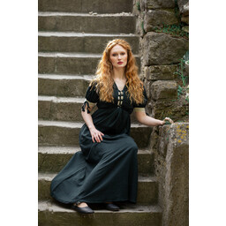 Medieval summer dress Denise, green-naturel