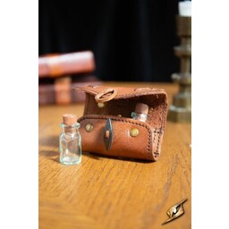 Potion holder with two bottles, brown