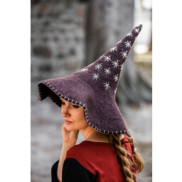 Witch hat with stars, brown