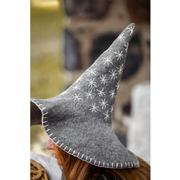 Witch hat with stars, grey