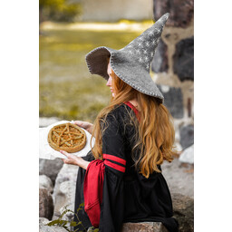 Witch hat with stars, grey