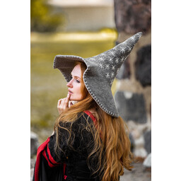 Witch hat with stars, grey