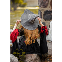 Witch hat with stars, grey