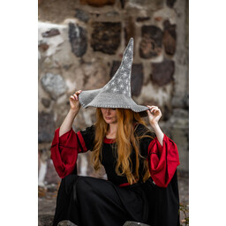 Witch hat with stars, grey