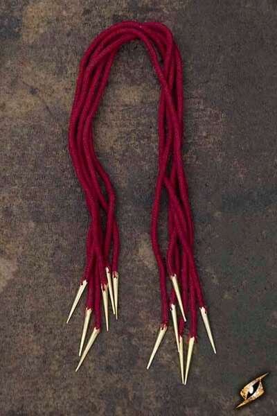 Tie laces with aiglets, set of 6, red