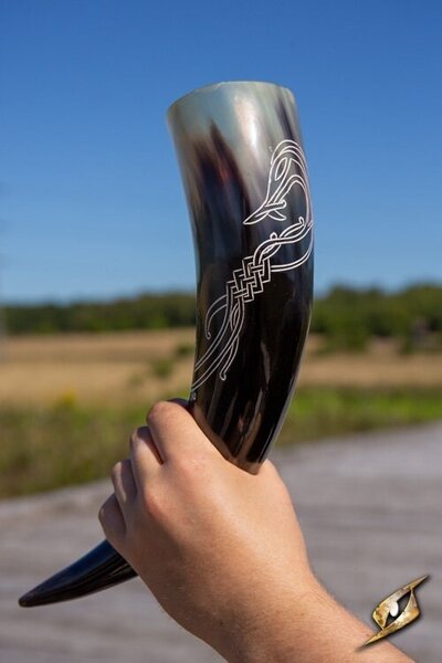 Viking drinking horn Midgard serpent, dark