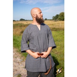 Viking tunic Arvis, herringbone pattern, Storm grey