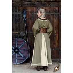 Viking dress Astrid, green/beige