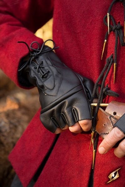 Fingerless gloves with laces, black