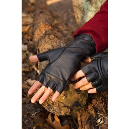 Fingerless gloves with laces, black