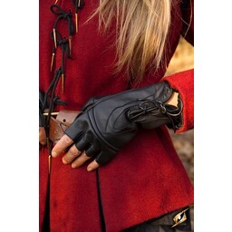 Fingerless gloves with laces, black