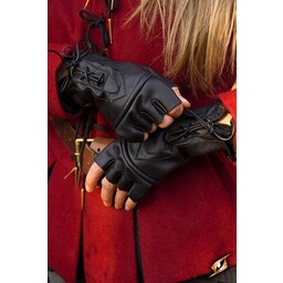 Fingerless gloves with laces, black