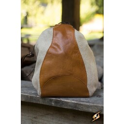 Wool-leather pouch, beige-brown