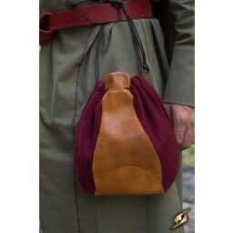 Wool-leather pouch, red-brown