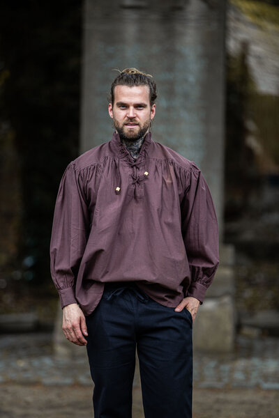 Pirate shirt with collar, brown